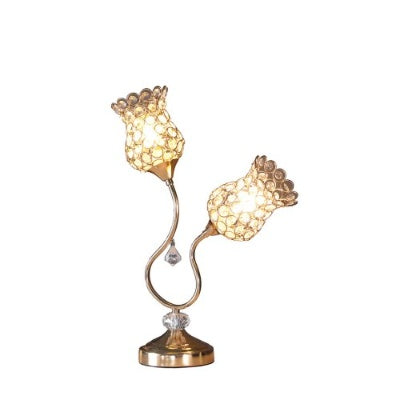 18.75 Rose Gold 2-Floral Trumpet Glam Metal Table Lamp