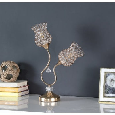 18.75 Rose Gold 2-Floral Trumpet Glam Metal Table Lamp
