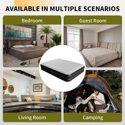 16Inches Queen Size Premium Air Mattress With For Home Camping Guest-Room Inflatable Airbed Blow Up Mattress