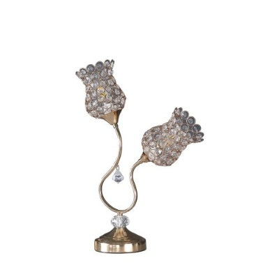 18.75 Rose Gold 2-Floral Trumpet Glam Metal Table Lamp